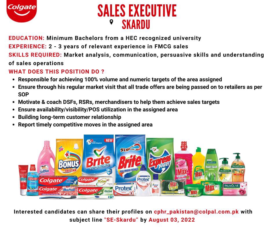 Hiring Sales executive for skardu