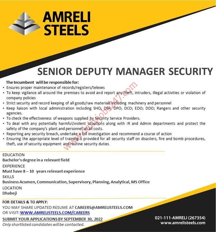 SENIOR DEPUTY MANAGER SECURITY